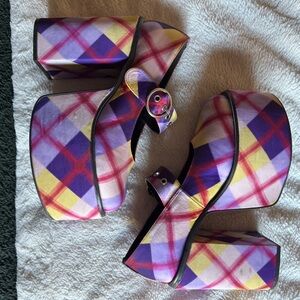 Colorful Plaid Platform Heels